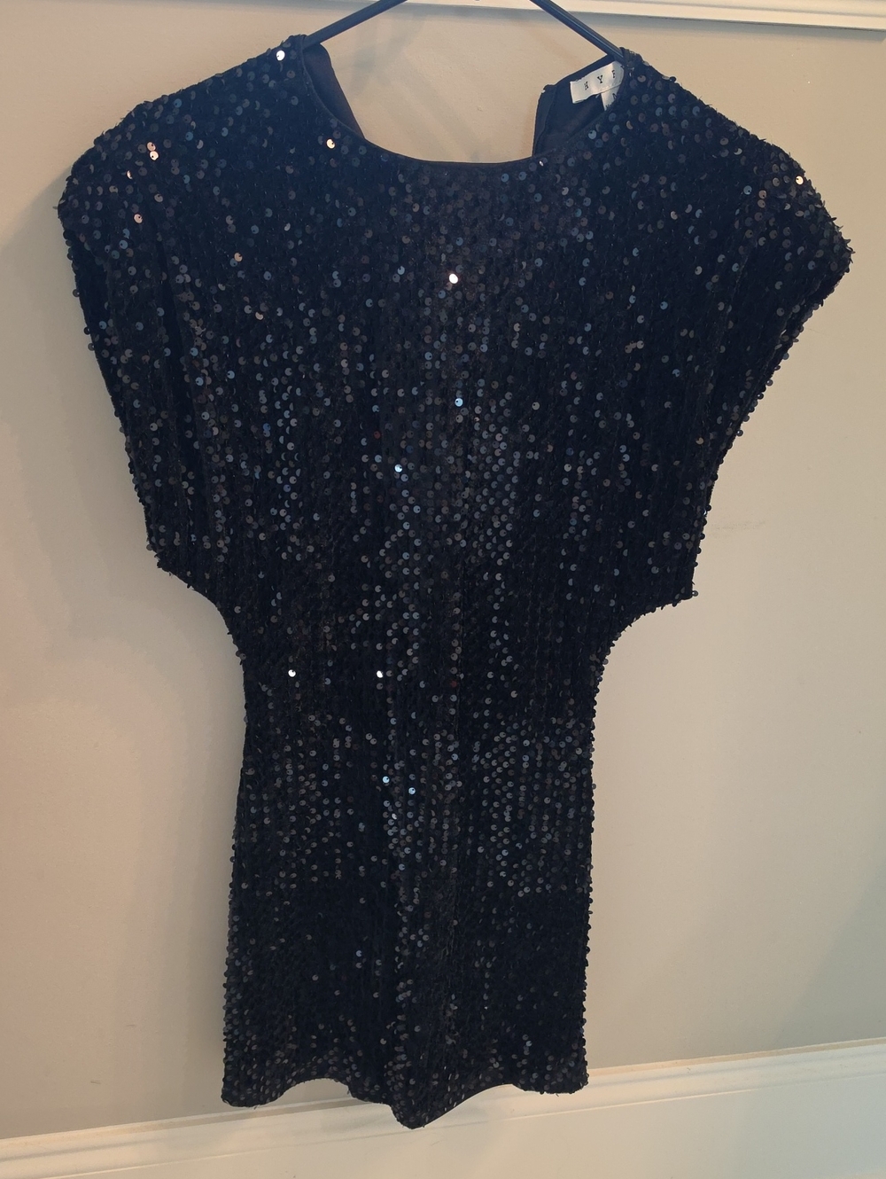 Black Sequin Short Sleeve Party Dress